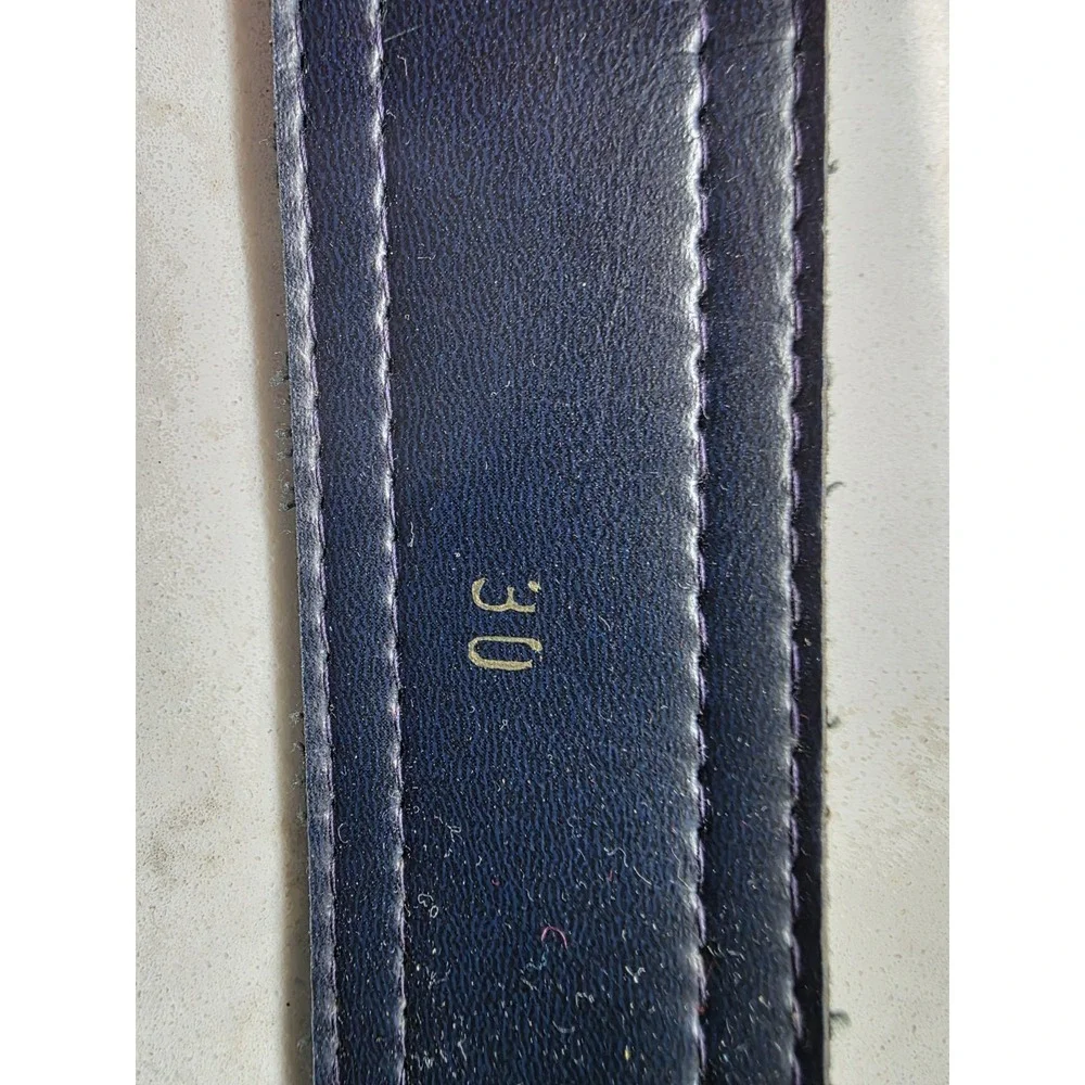Y2K Gear Works Industrial Belt 30 Blue Canvas Leather Grommet Buckle